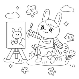 手绘卡通儿童填色线稿