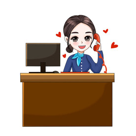 女白领客服打电话