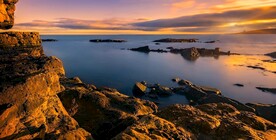 海边石头 夕阳 