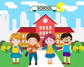 学校插画海报