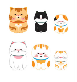 招财猫卡通插画