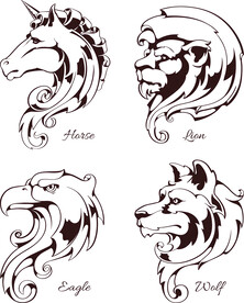 古董画法矢量动物素材