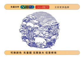 散养小猪猪肉包装插画