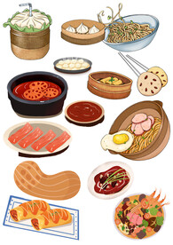 中式美食插画免扣