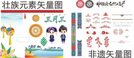 非遗壮族元素矢量图
