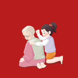 手绘亲子人物