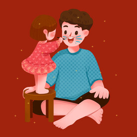 手绘亲子人物