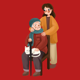 手绘亲子人物