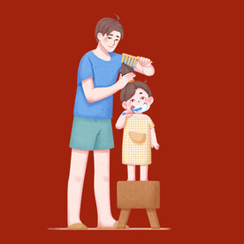 手绘亲子人物