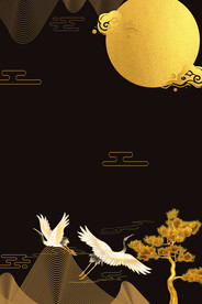 中秋节月亮烫金黑金素材