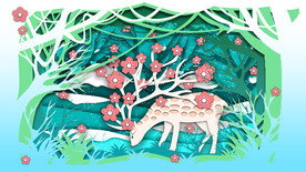          麋鹿立体画 