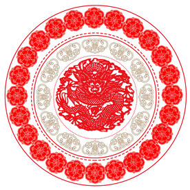 国风国潮古龙万事如意宝相花纹图