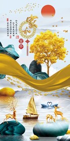 家和富贵大气玄关挂画
