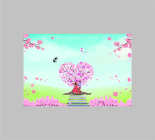 樱花树下情侣