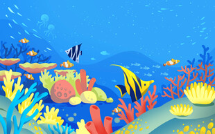水底海洋世界插画