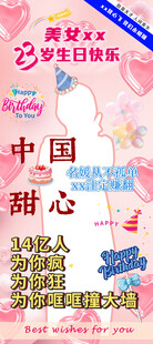 粉色搞怪生日展架