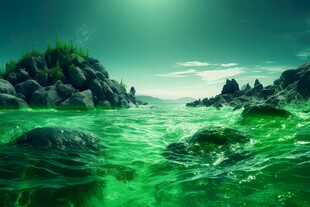 创意奇幻自然风光山水飞鸟图片