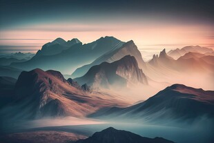 创意奇幻自然风光山水飞鸟图片