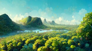 壮丽自然风光山水飞鸟云雾图片