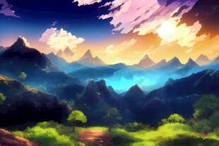 壮丽自然风光山水飞鸟云雾图片