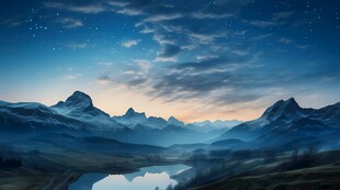 壮丽自然风光山水飞鸟云雾图片