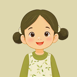 手绘卡通可爱小女孩素材