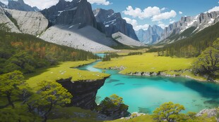 奇妙全景山草花峡谷惊人美景