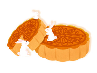 中秋节卡通月饼兔子元素