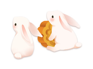 玉兔月饼中秋节元素