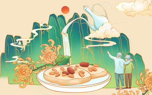 国潮风重阳节插画