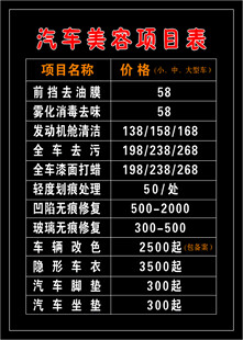 价目表