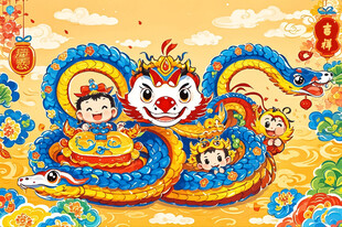 蛇年卡通背景图