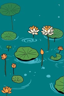 荷叶荷花插画