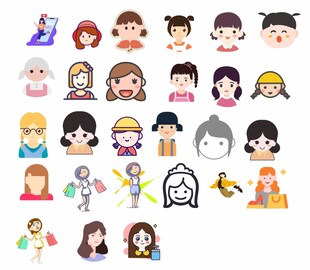 女孩头像  矢量图