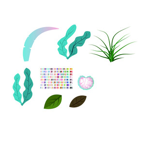绿植树叶羽毛不规则图形矢量渐变