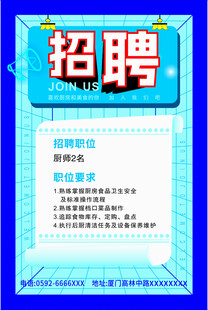 厨房招聘海报