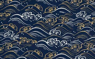 蓝金海浪线条背景
