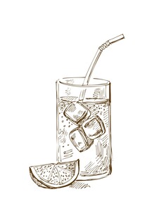矢量手绘冰块汽水杯子