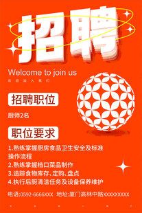 厨房招聘海报