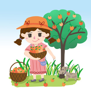  摘柿子 