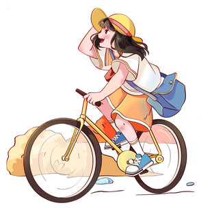 秋天快乐骑自行车插画