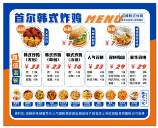 炸鸡菜单