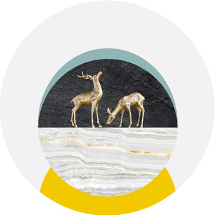 麋鹿圆形挂画装饰画