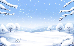 冬季下雪风景插画