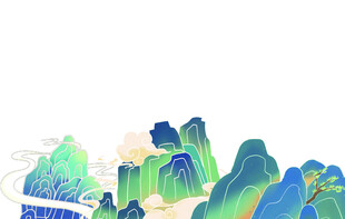 国潮山水背景