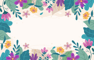 卡通水彩春天花卉边框