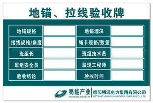 地锚 拉线验收牌