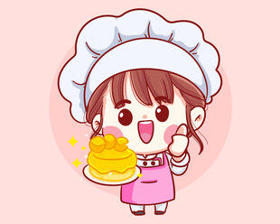 蛋糕店小女孩矢量