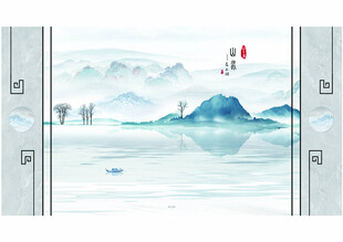 中国山水水墨画背景