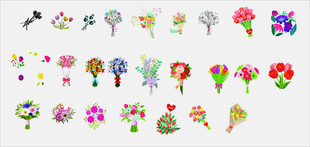 鲜花花束素材矢量图